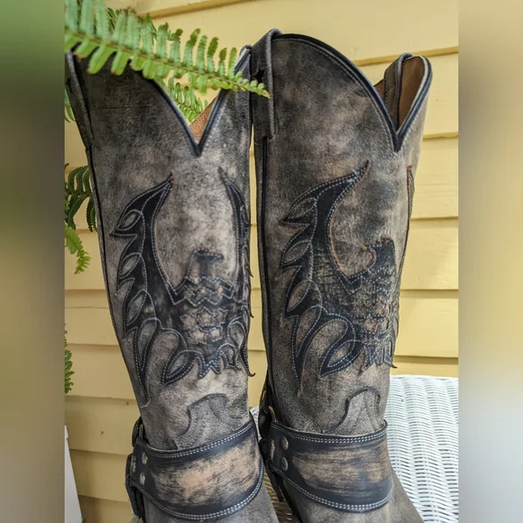 Roper Americana Eagle Leather Harness Cowgirl Western Boots 11 New Old Gringo - Picture 5 of 8